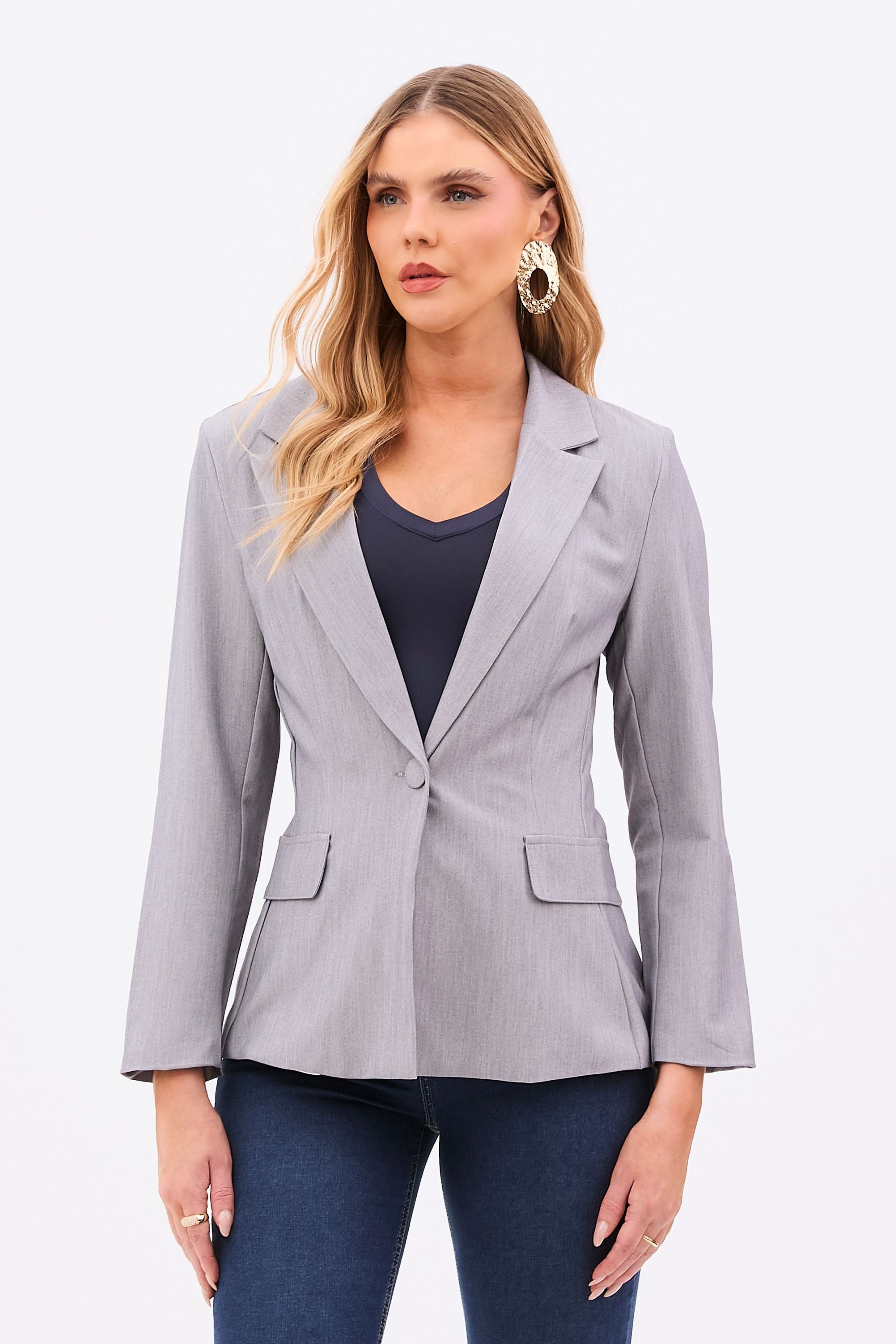 Blazer de Alfaiataria Essence Cinza