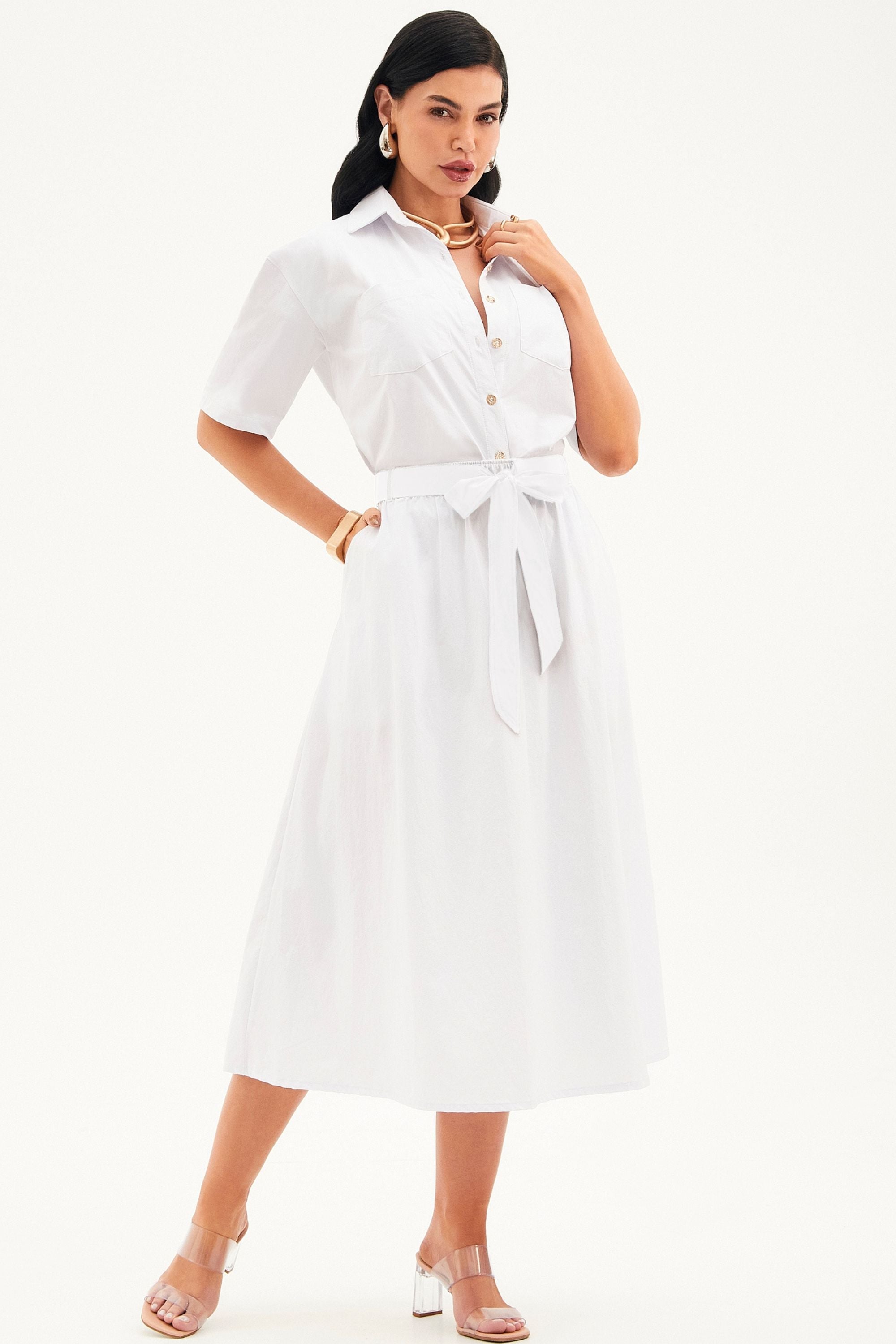 Camisa Social Manga Curta Tecido Impermeável que Não Amassa Branca