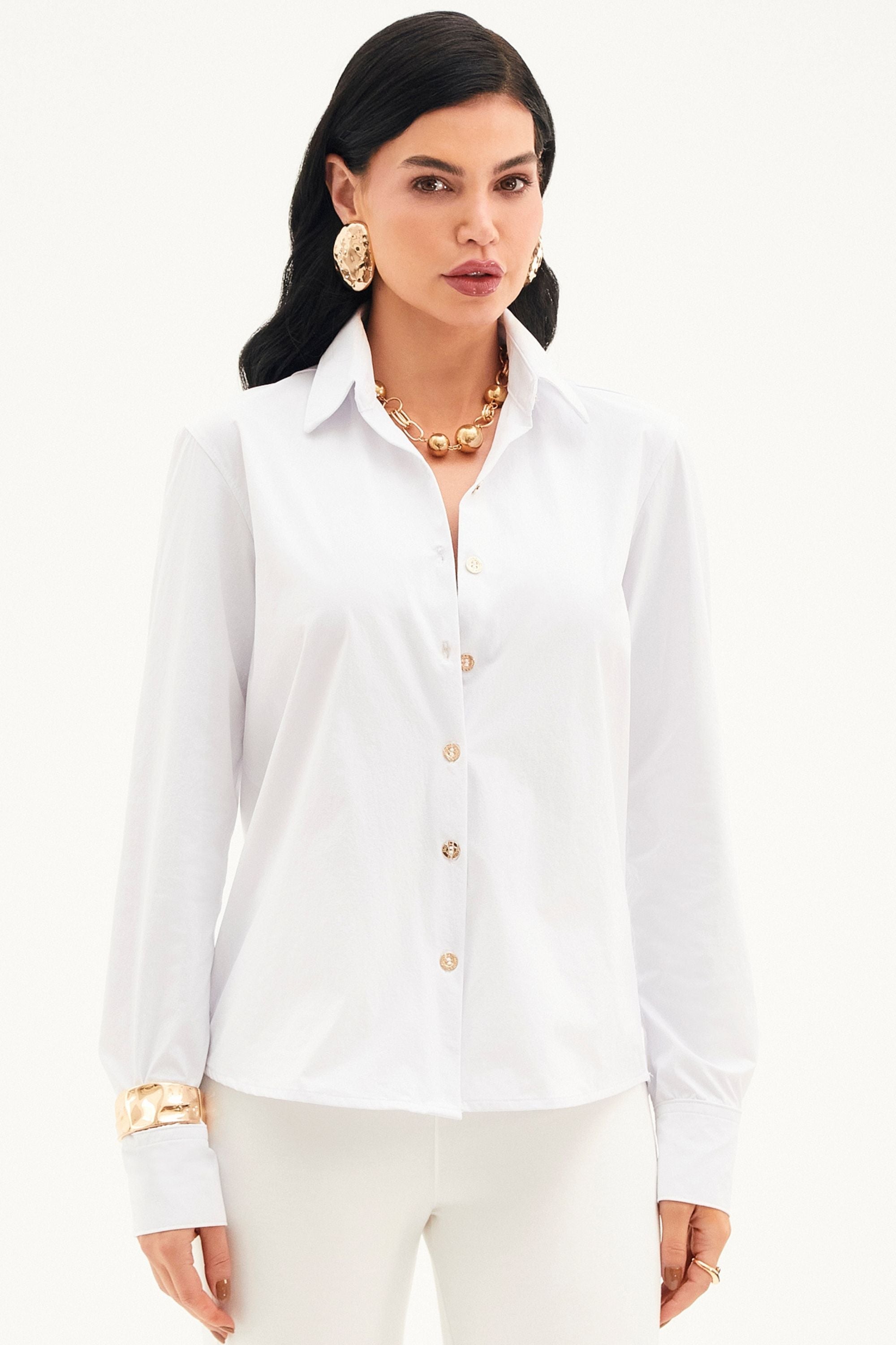 Camisa Social Manga Longa Tecido Impermeável que Não Amassa Branca