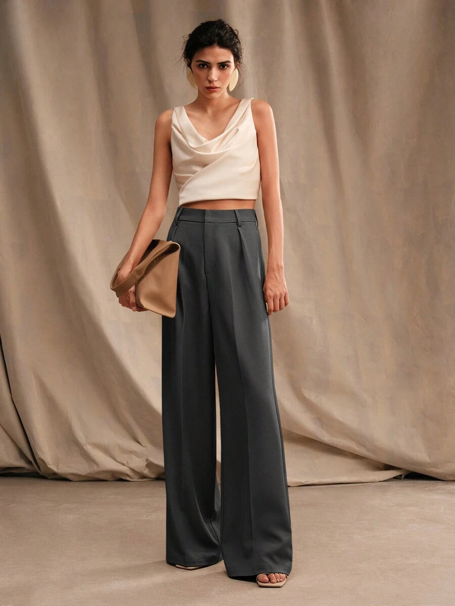 Calça Pantalona Cintura Alta  Venezia