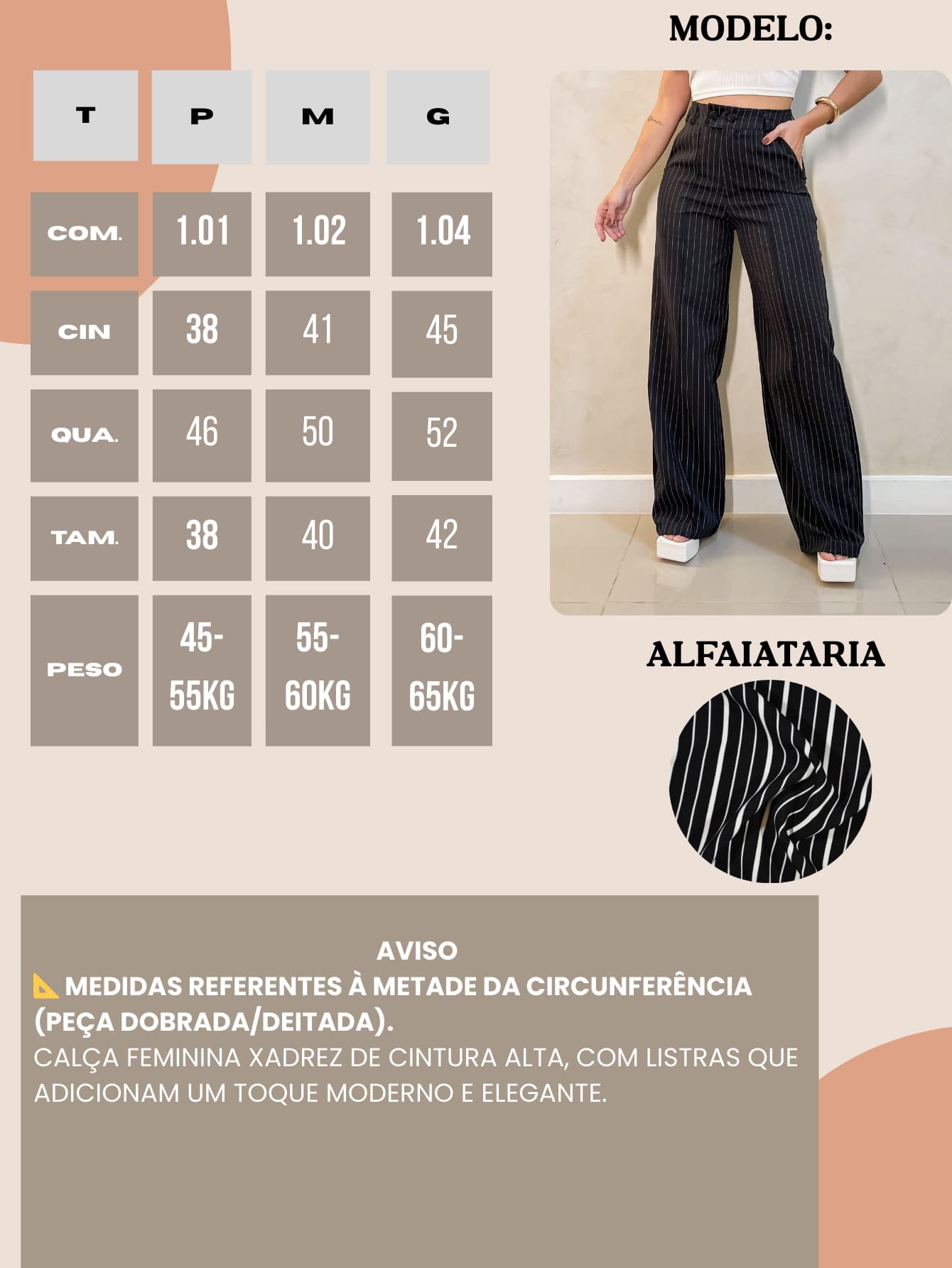 Calça Femininas Listradas Amavi