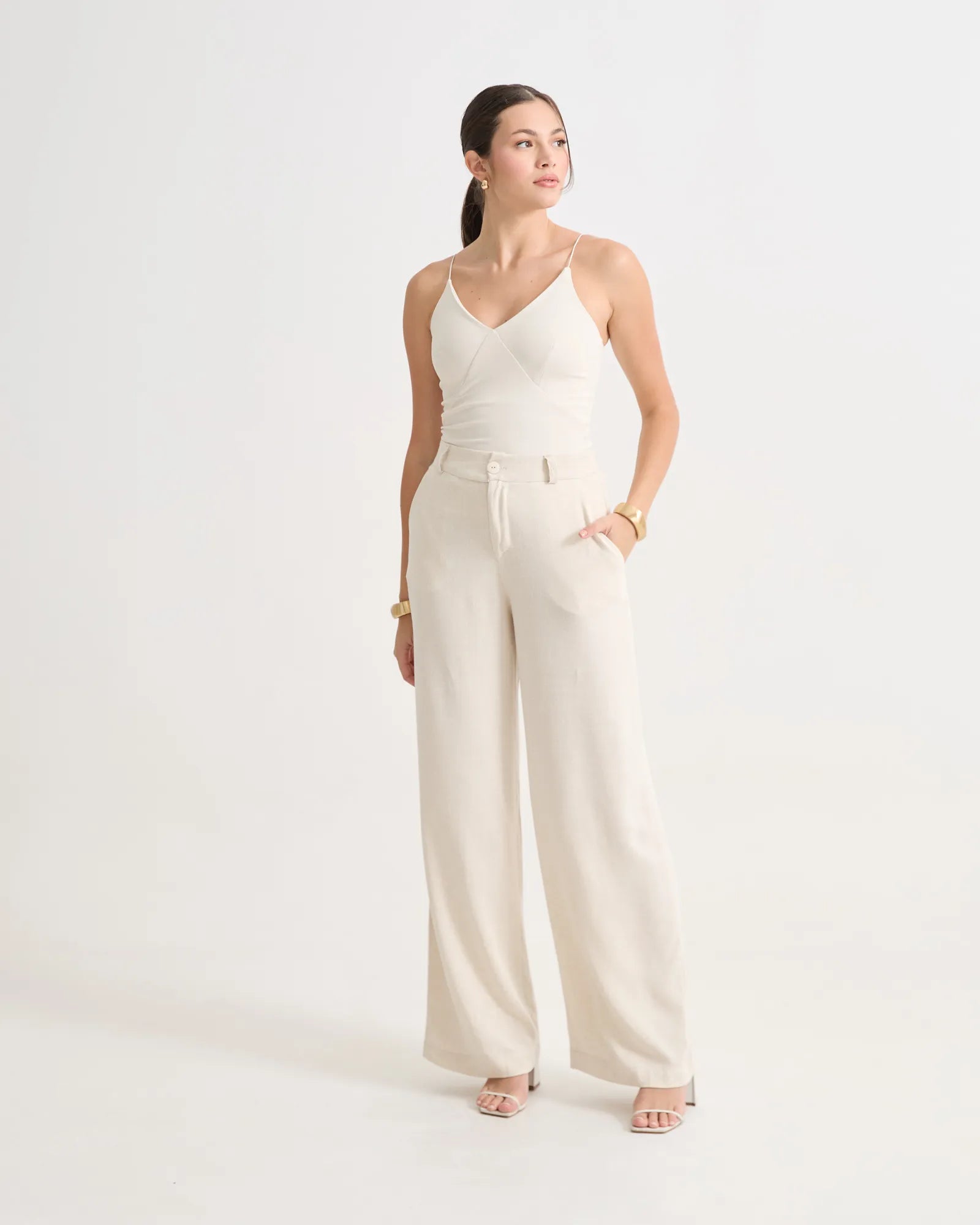 Calça Pantalona De Linho