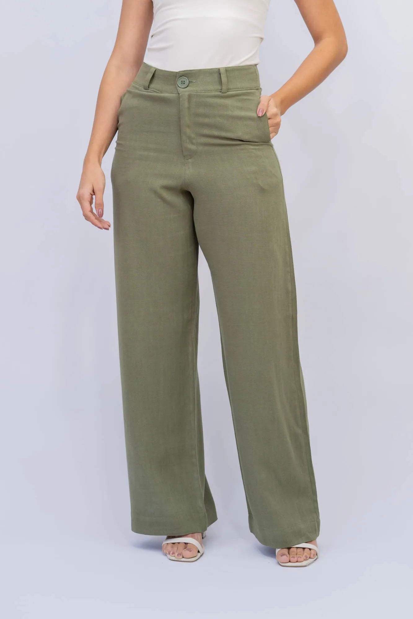 Calça Pantalona De Linho