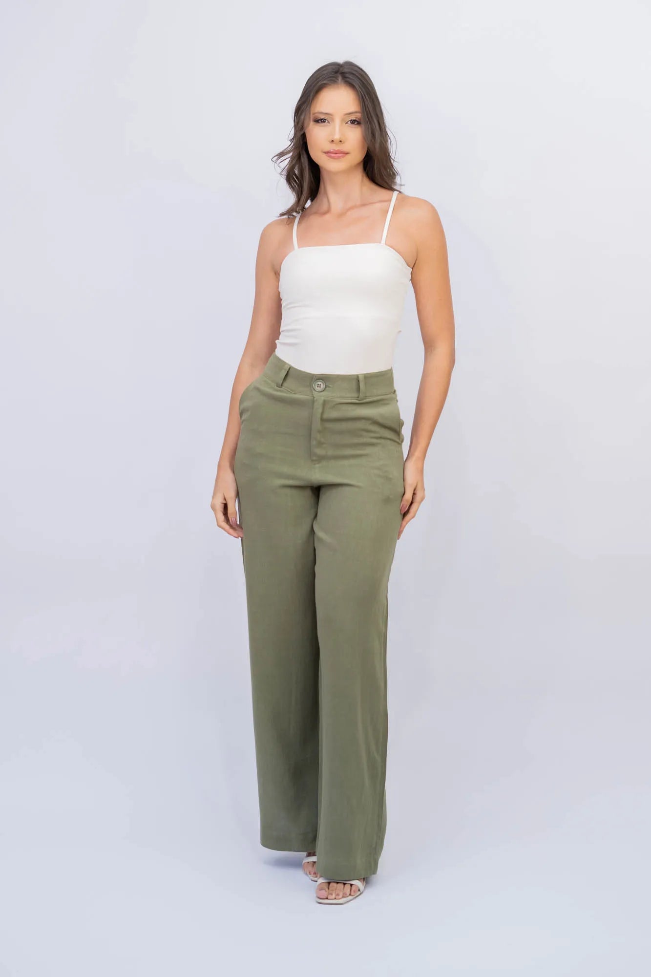 Calça Pantalona De Linho