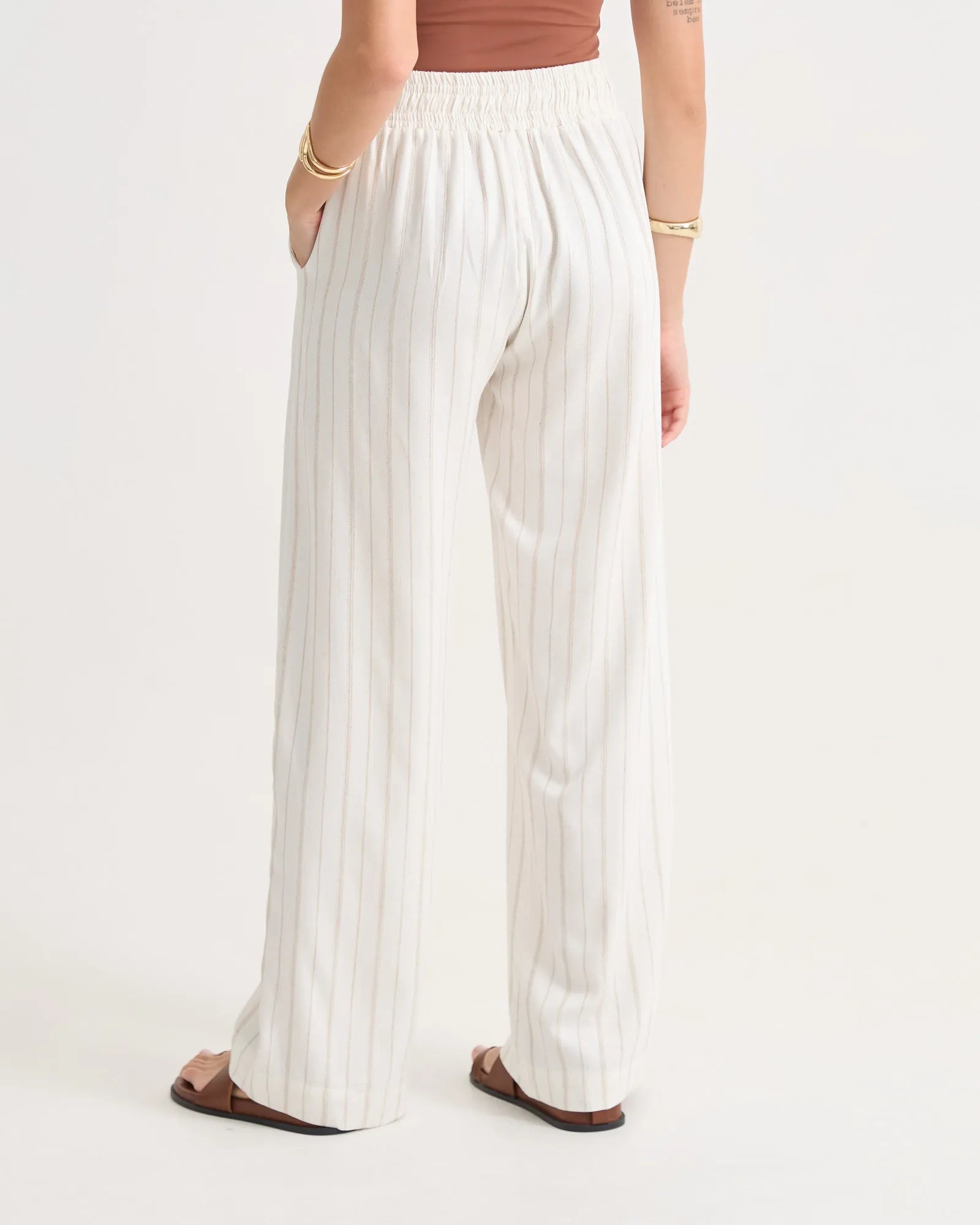 Calça Pantalona Listrada Peônia