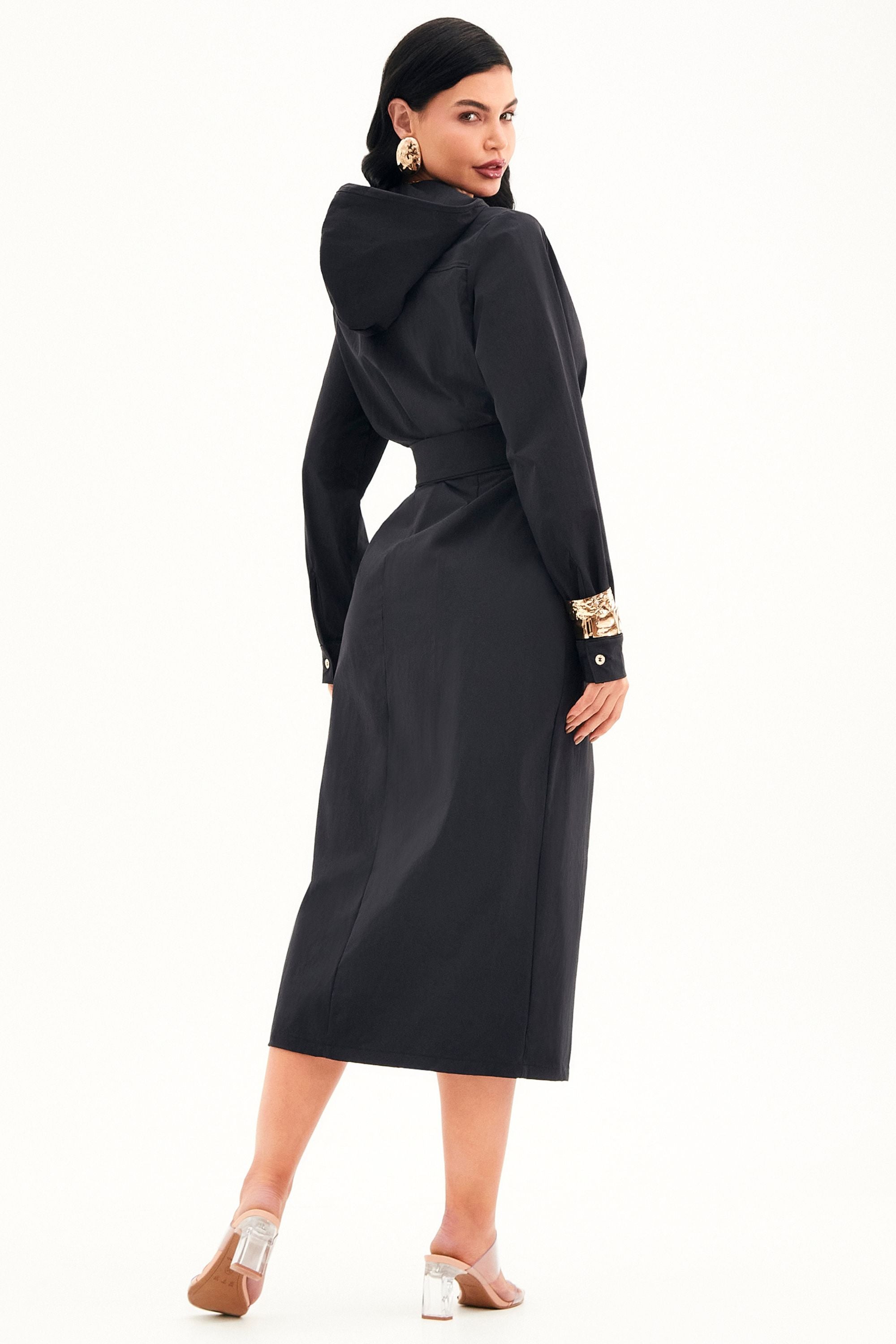 Capa com Capuz Tecido Impermeável que Não Amassa Preta